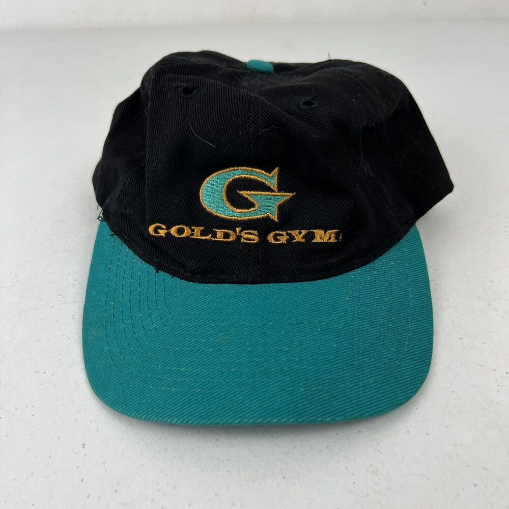 VTG 80s 90s Gold's Gym Workout Promo Weights Purple Black Snapback Hat Cap OSFM